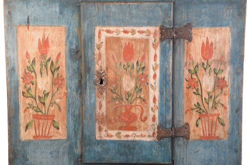 Lot 142 - A Swiss Folk Art naive painted cupboard/hutch,...