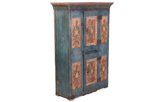Lot 142 - A Swiss Folk Art naive painted cupboard/hutch,...