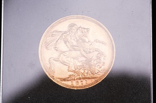 Lot 339 - An 1871 gold Sovereign in a presentation case