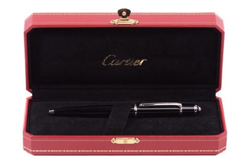 Lot 359 - A Cartier Diabolo ballpoint pen, with black...