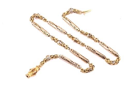 Lot 57 - A 19th-century fancy link chain, consisting of...