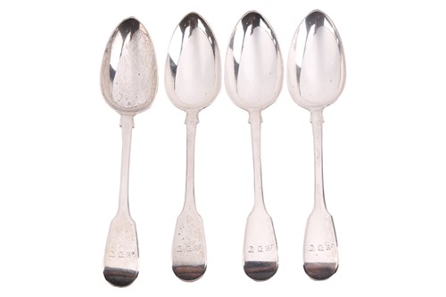 Lot 509 - A set of four William IV silver fiddle pattern...