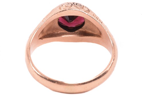 Lot 177 - An Edwardian single stone garnet ring by Ostby...