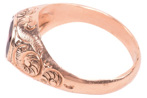 Lot 177 - An Edwardian single stone garnet ring by Ostby...