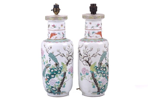 Lot 114 - A pair of Chinese Famile Rose porcelain...