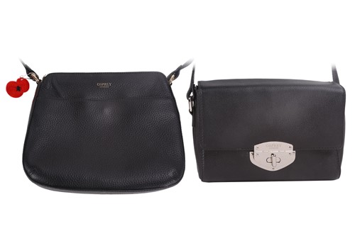 Lot 58 - Two Osprey crossbody bags in black leather;...