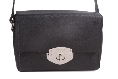 Lot 58 - Two Osprey crossbody bags in black leather;...