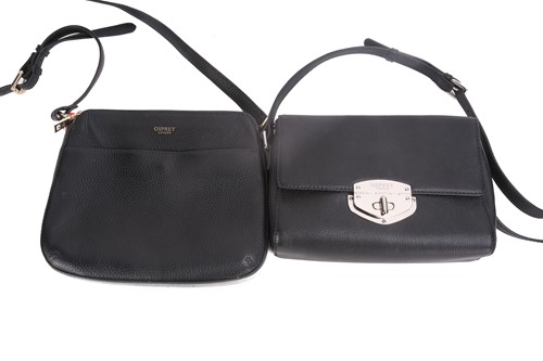 Lot 58 - Two Osprey crossbody bags in black leather;...