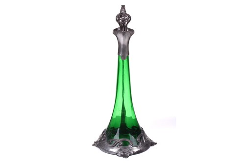 Lot 212 - Albert Mayer for WMF, a pewter mounted green...