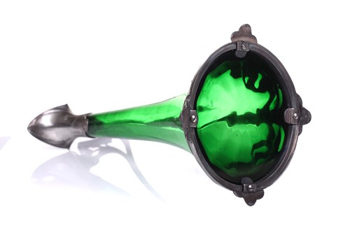 Lot 212 - Albert Mayer for WMF, a pewter mounted green...