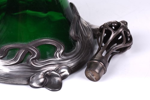 Lot 212 - Albert Mayer for WMF, a pewter mounted green...