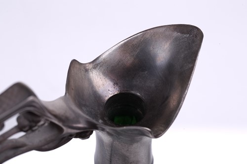 Lot 212 - Albert Mayer for WMF, a pewter mounted green...