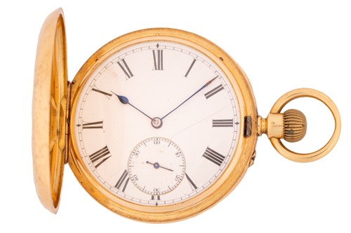 Lot 485 - A full hunter 18ct gold pocket watch,...