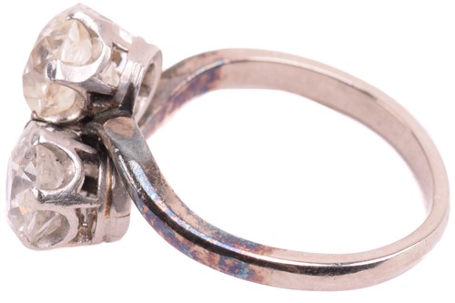 Lot 198 - A diamond two stone cross-over ring, set with...