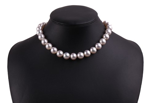 Lot 42 - A South Sea pearl necklace with a spherical...