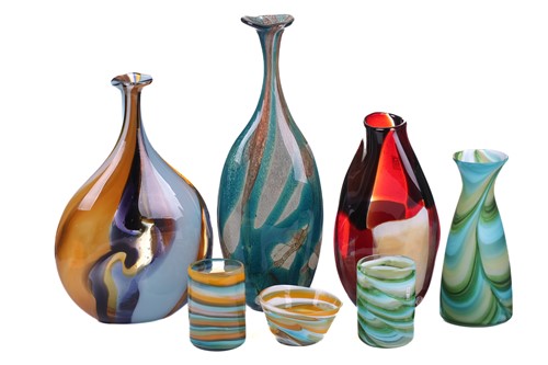 Lot 253 - A large Mdina glass lollipop shape Agape vase,...