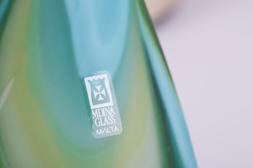 Lot 253 - A large Mdina glass lollipop shape Agape vase,...