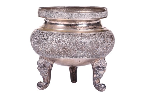 Lot 119 - A Chinese silver censer of circular...