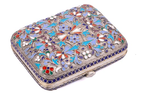 Lot 535 - A Russian silver and cloisonné enamel purse,...