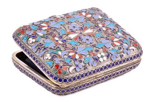 Lot 535 - A Russian silver and cloisonné enamel purse,...