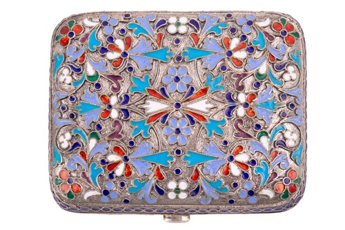 Lot 535 - A Russian silver and cloisonné enamel purse,...