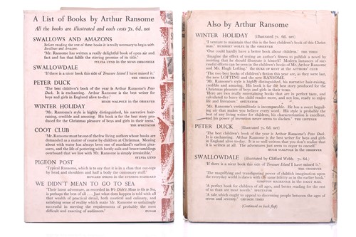 Lot 222 - Arthur Ransome, ten first edition novels...