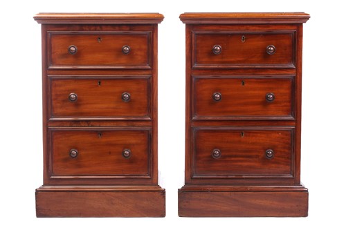 Lot 157 - A pair of Victorian mahogany bedside drawers,...