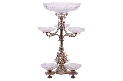 Lot 487 - A Victorian Silver plated table centre epergne,...