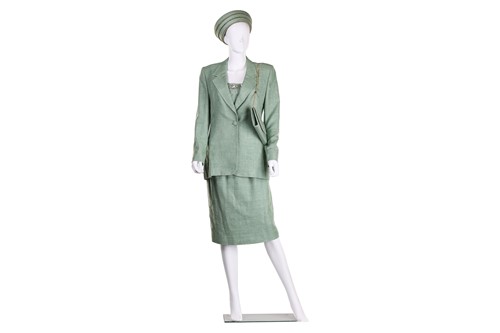 Lot 86 - Bruce Oldfield - a three piece suit in pale...