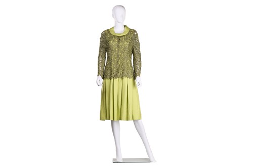 Lot 82 - Bruce Oldfield; a couture linen mix dress with...