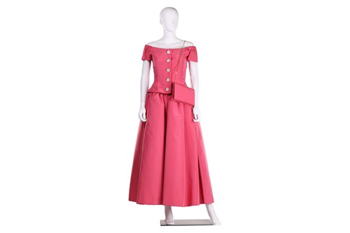 Lot 65 - Victor Edelstein - hot pink silk evening dress...