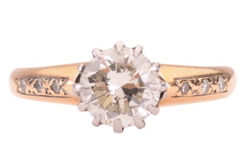 Lot 103 - Single stone diamond ring, to yellow gold...