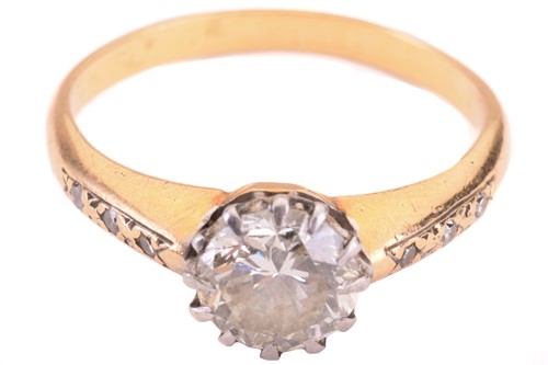 Lot 103 - Single stone diamond ring, to yellow gold...