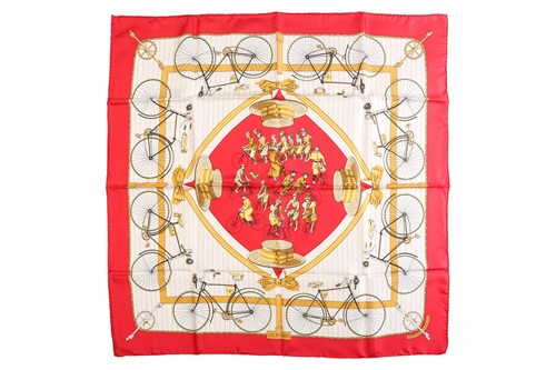 Lot 125 - Hermès - 'Les Bécanes (The Bikes)' silk square...