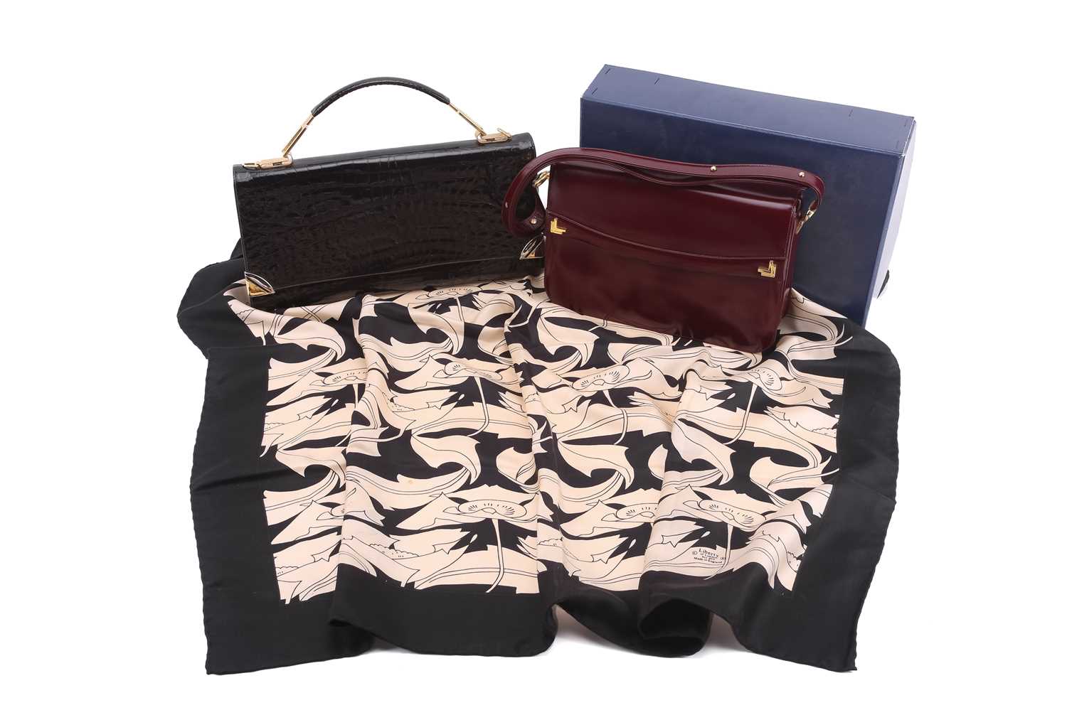 Lot 56 - Two Mappin & Webb flap bags and a Liberty silk...