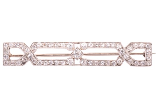 Lot 177 - An Art Deco diamond brooch, set with old cut...