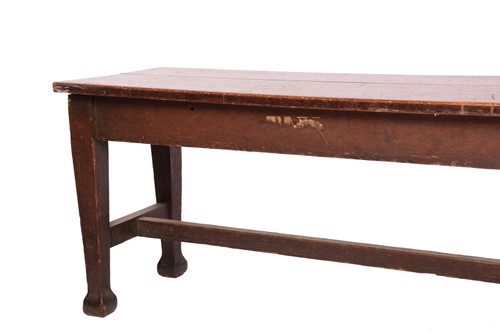 Lot 135 - A long oak college/mess hall form stool, late...