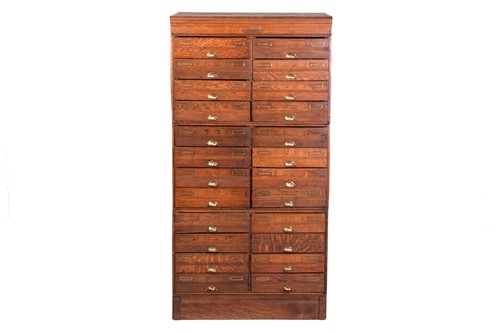 Lot 145 - An "ADDRESSOGRAPH" modular oak flight of...