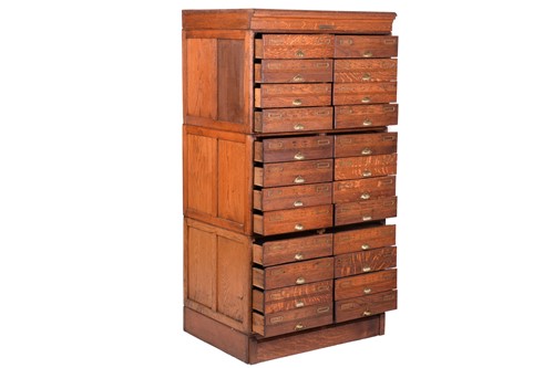 Lot 145 - An "ADDRESSOGRAPH" modular oak flight of...