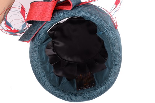 Lot 115 - A teal green Philip Somerville pillbox hat...