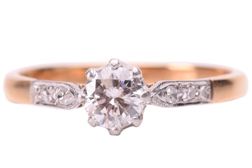 Lot 164 - A diamond single stone ring, set with a round...