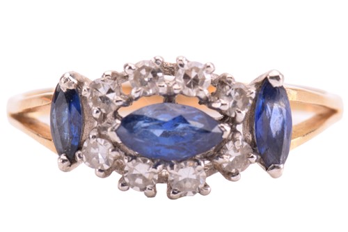 Lot 136 - A sapphire and diamond cluster ring in 18ct...