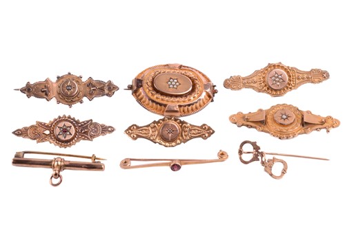 Lot 310 - A collection of six Victorian brooches...