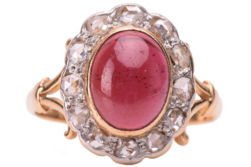 Lot 155 - A garnet and rose diamond cluster ring,...