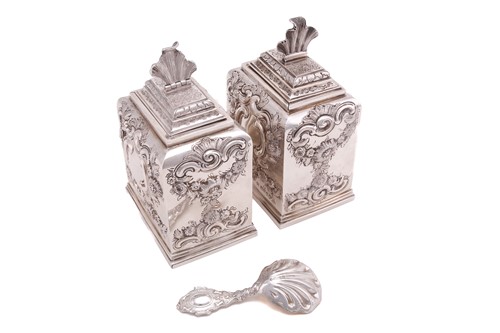 Lot 504 - A pair of mid-Victorian silver tea caddies....