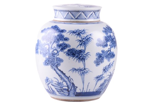 Lot 94 - A Chinese porcelain Blue and White ginger jar...