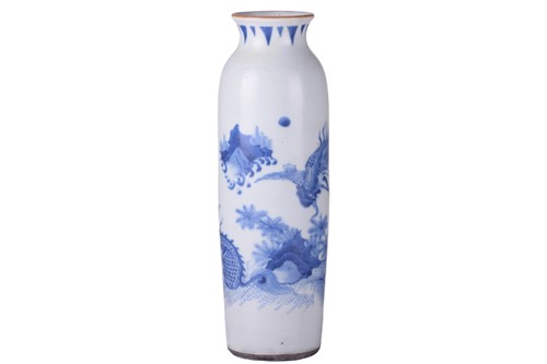 Lot 98 - A Chinese porcelain blue and white slender...