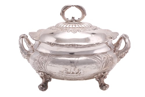 Lot 573 - An unusual Victorian Scottish soup tureen and...