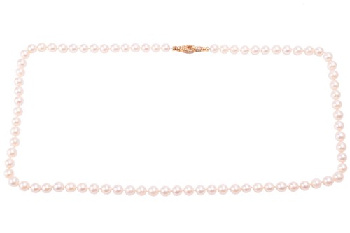 Lot 177 - A single-strand cultured pearl necklace, the...