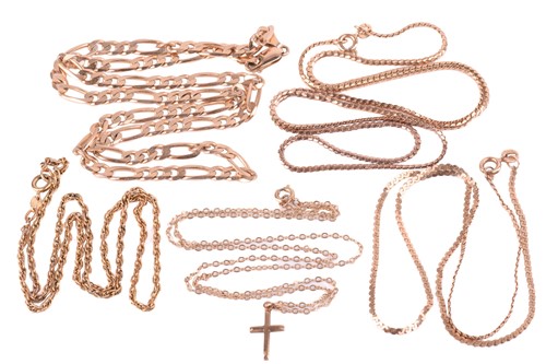 Lot 141 - A collection of chains, including a Figaro...